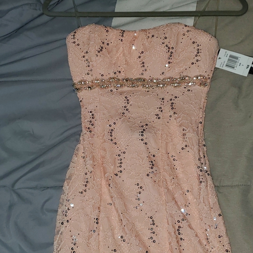 New Strapless Mini Blush Dress